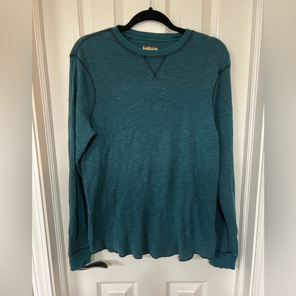 Men’s HELIX Cotton Blend Waffle Knit Long Sleeve Shirt Size XXL